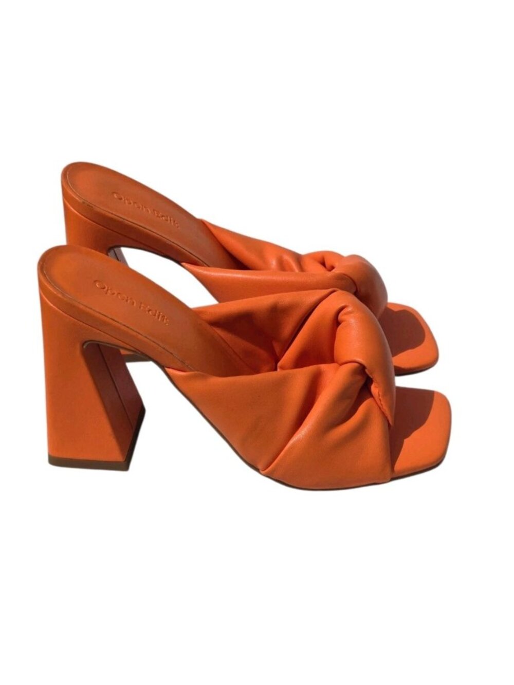 Open Edit Size 6.5 Hot Orange Saydee Knotted Block Heel Sandal Maximalist Indie